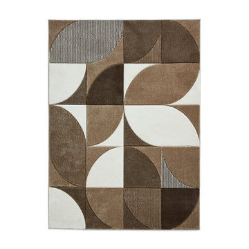 Matrix MT63 Modern Geometric Carved Soft Textured Easy-Care Durable Polypropylene Short Pile Cream/Beige/Brown Rug-Think Rugs-Rug Love - The Most Loved Rug Store